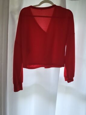 Bright Red V-Neck Lightweight Sweater